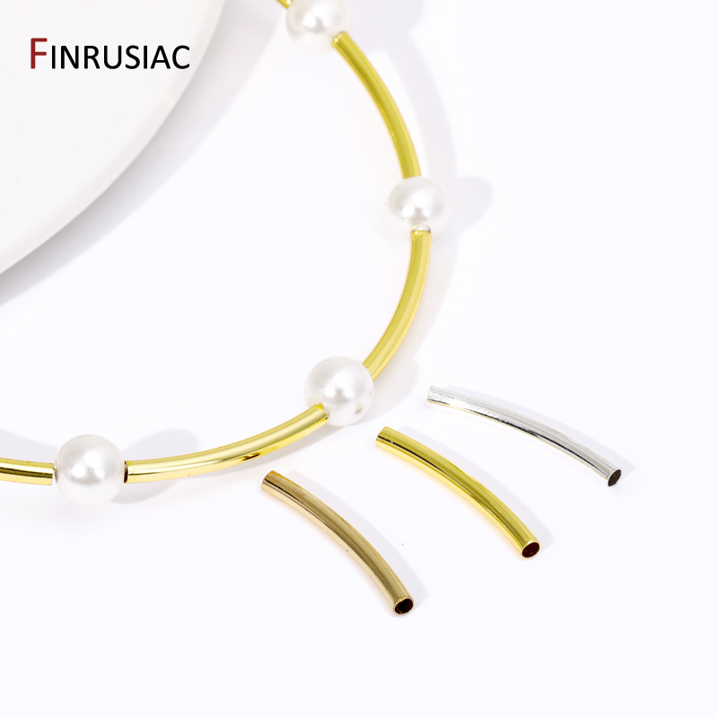 Crimp Bead Tube - 14/18 К позолоченные латунные гладкие длинные