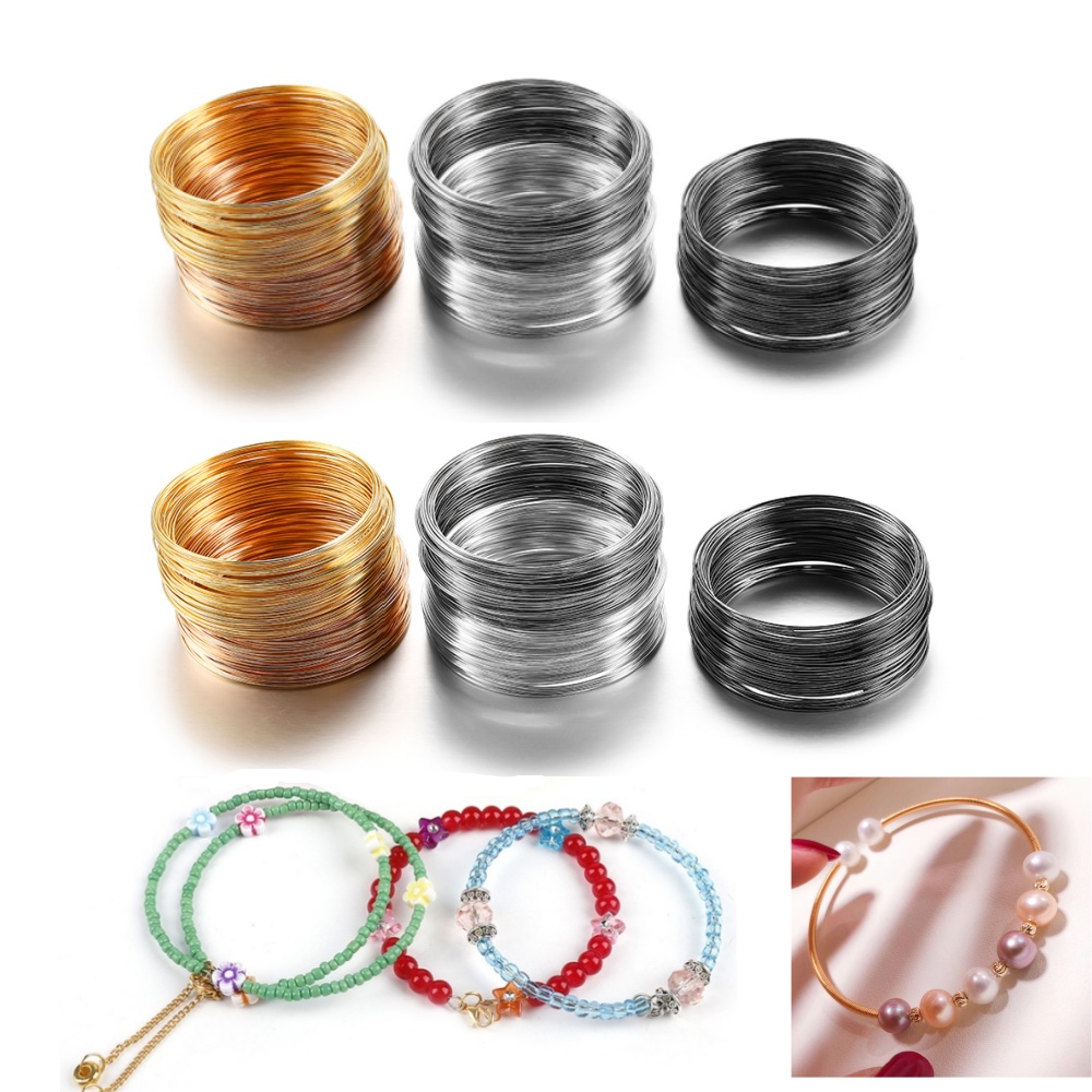 Memory Wire Bracelet - 100 петель/лот 0,6 мм, серебро, золото,