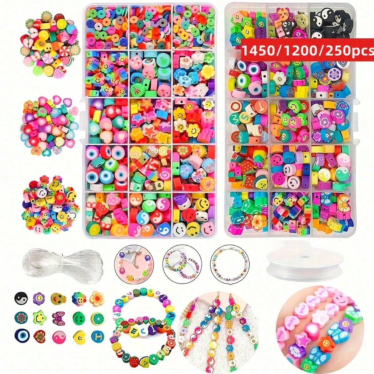 Jewelry Making Thread - Набор из 1450/1200/250 бусин из полимерной