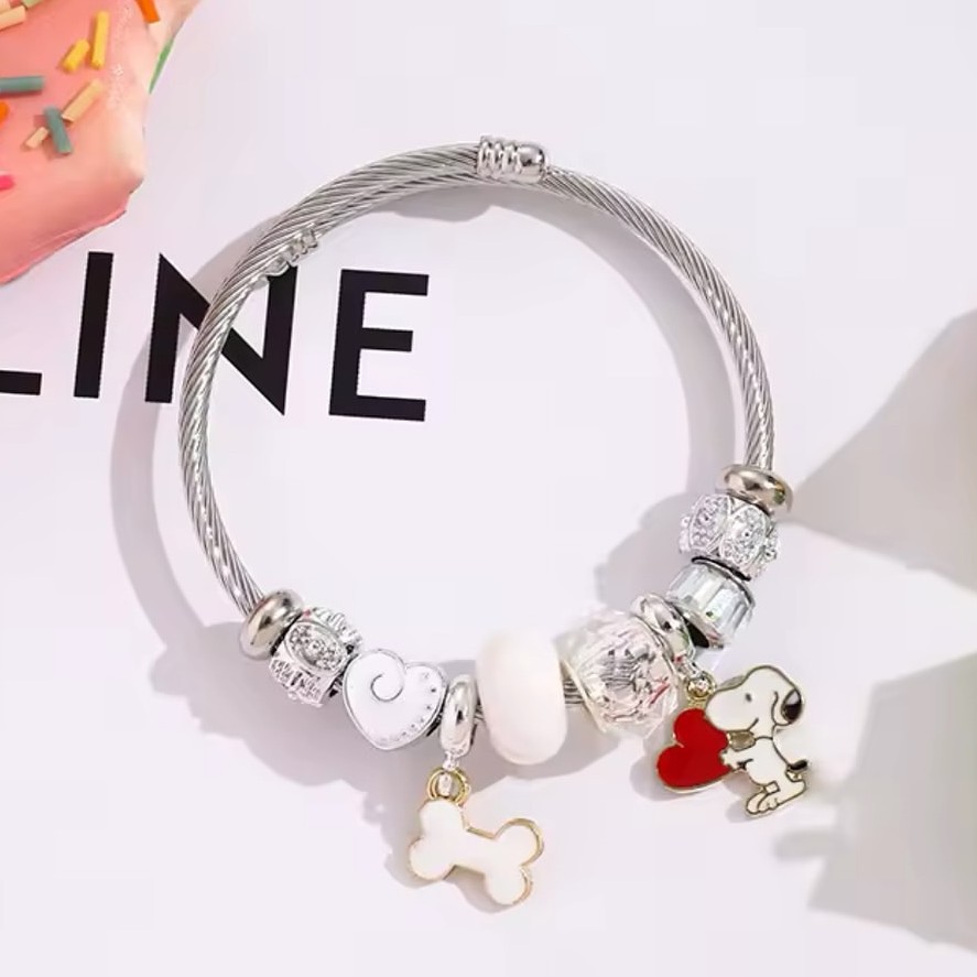 Jewelry Making Accessories - Милый мультяшный браслет с Снупи, бусинами