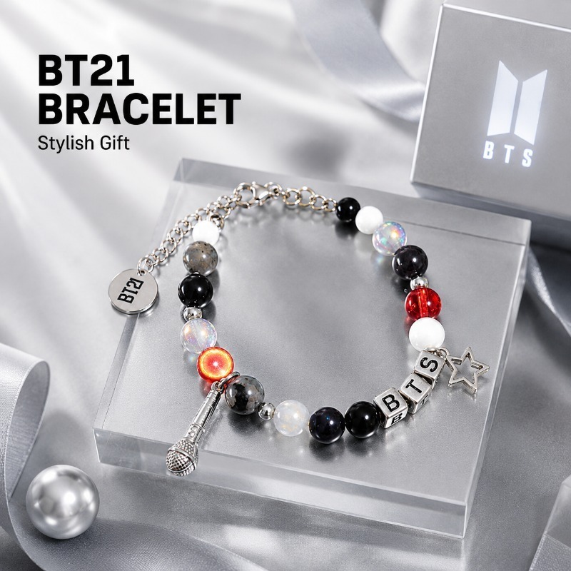Браслет BT21 черно-красный с б – обзор и цена Jewelry Making Accessories
