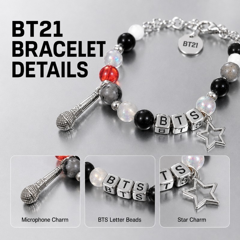 Браслет BT21 черно-красный с б – обзор и цена Jewelry Making Accessories