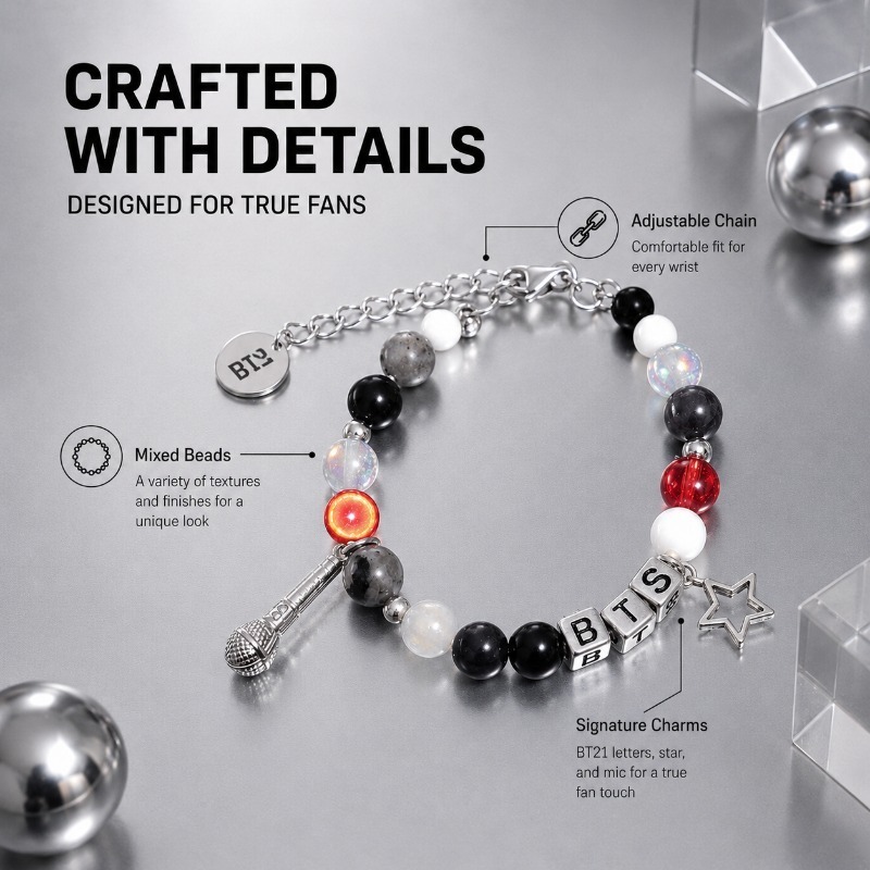 Браслет BT21 черно-красный с б – обзор и цена Jewelry Making Accessories